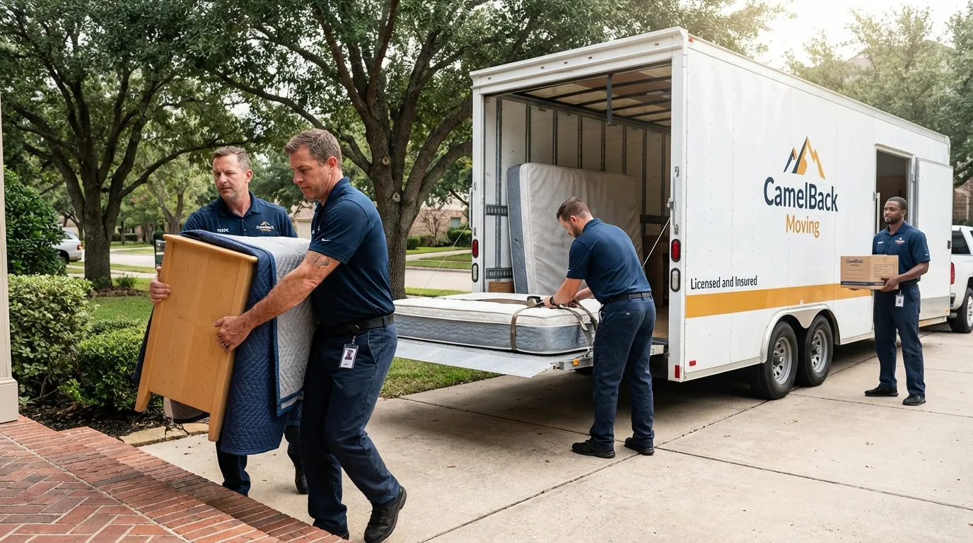 Crew loading residential truck for cross-state move from West Point, NY