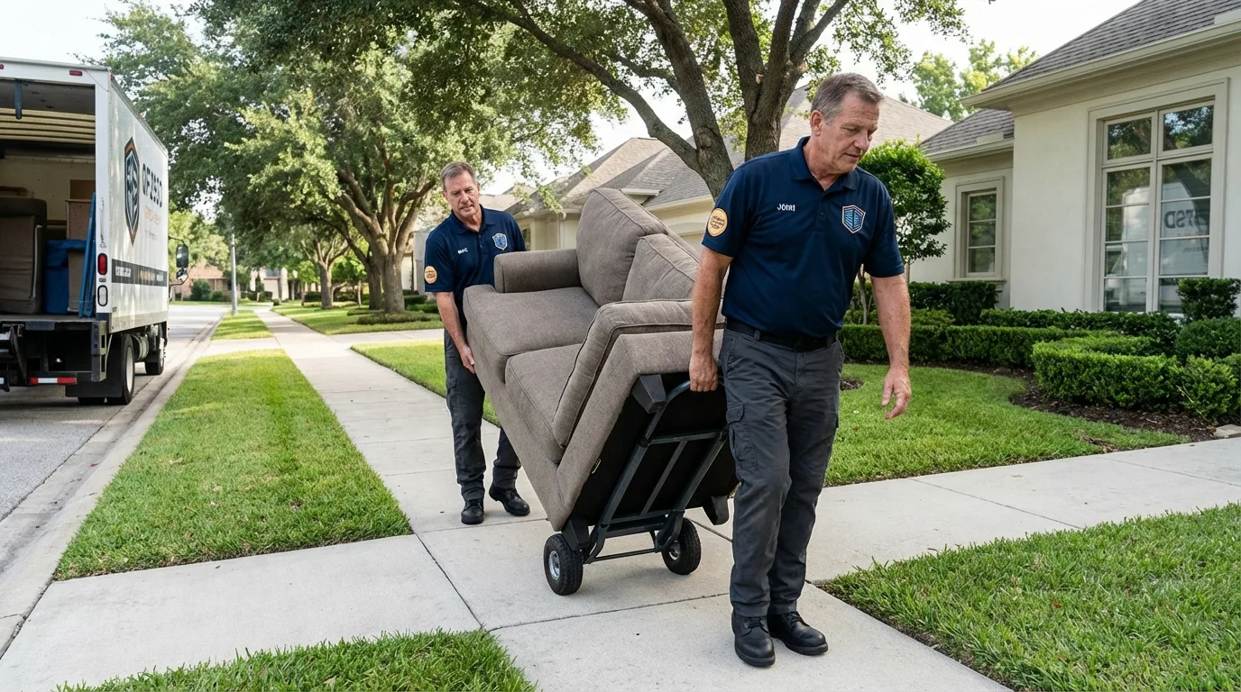 Local residential moving crew loading furniture in West Point, NY